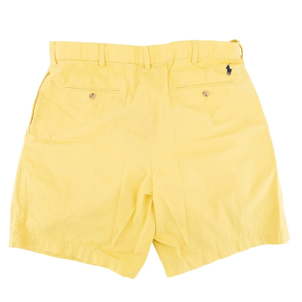 Vintage Polo Ralph Lauren Mens 36 Tyler Shorts Yellow Pleated Cotton Chino 90s